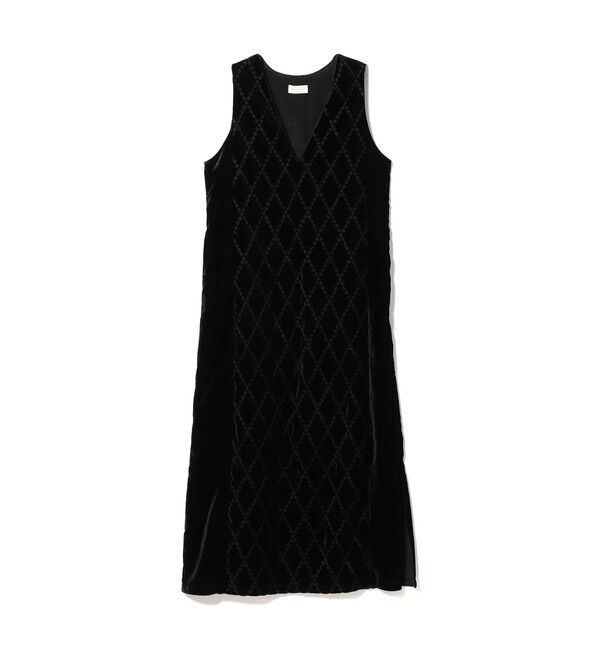 BEAMS SELECTION for WOMEN「ne Quittez pas / アーガイル Vネック ワンピース」|ワンピース|BLACK