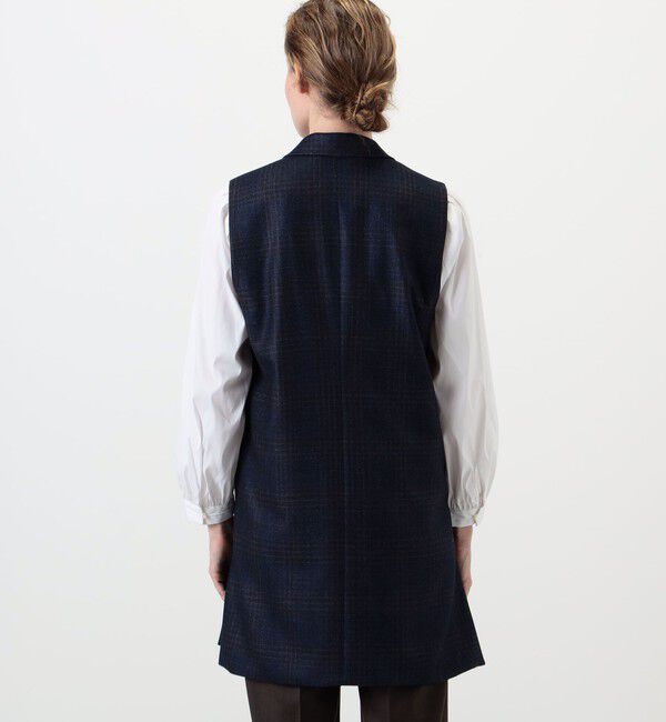 TOMORROWLAND collection「SILK AIR GLEN CHECK ロングジレ」|ベスト・ジレ|