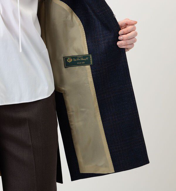 TOMORROWLAND collection「SILK AIR GLEN CHECK ロングジレ」|ベスト・ジレ|