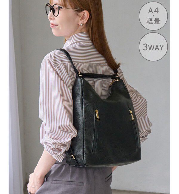 ROPE PICNIC PASSAGE「3WAYダブルファスナーリュック＆ショルダーバッグ/軽量・A4対応」|ショルダー・メッセンジャー|ブラック(01)