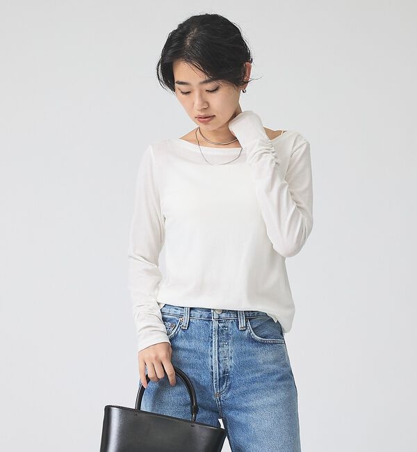 Rouge vif「前後2wayシャーリングスリーブプルオーバー/ロングスリーブTシャツ」|Tシャツ・カットソー|