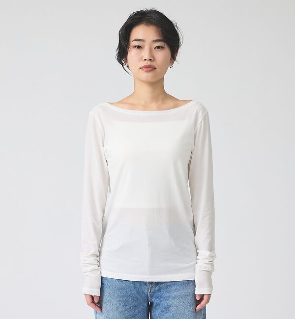 Rouge vif「前後2wayシャーリングスリーブプルオーバー/ロングスリーブTシャツ」|Tシャツ・カットソー|