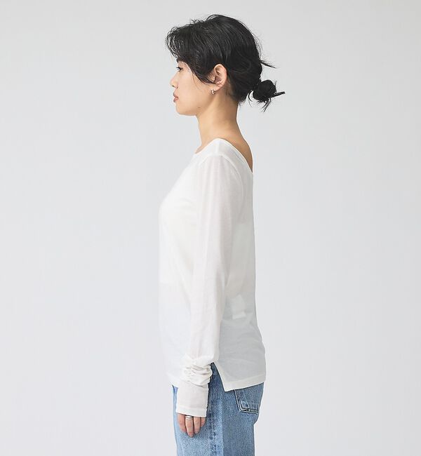 Rouge vif「前後2wayシャーリングスリーブプルオーバー/ロングスリーブTシャツ」|Tシャツ・カットソー|