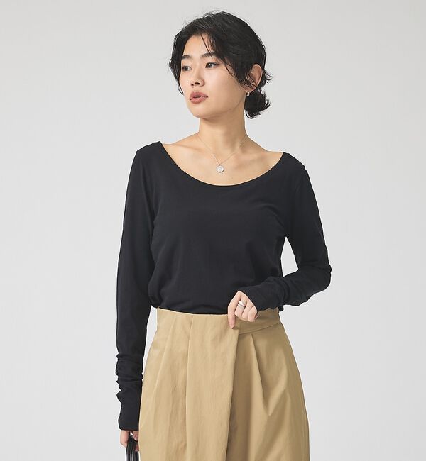 Rouge vif「前後2wayシャーリングスリーブプルオーバー/ロングスリーブTシャツ」|Tシャツ・カットソー|
