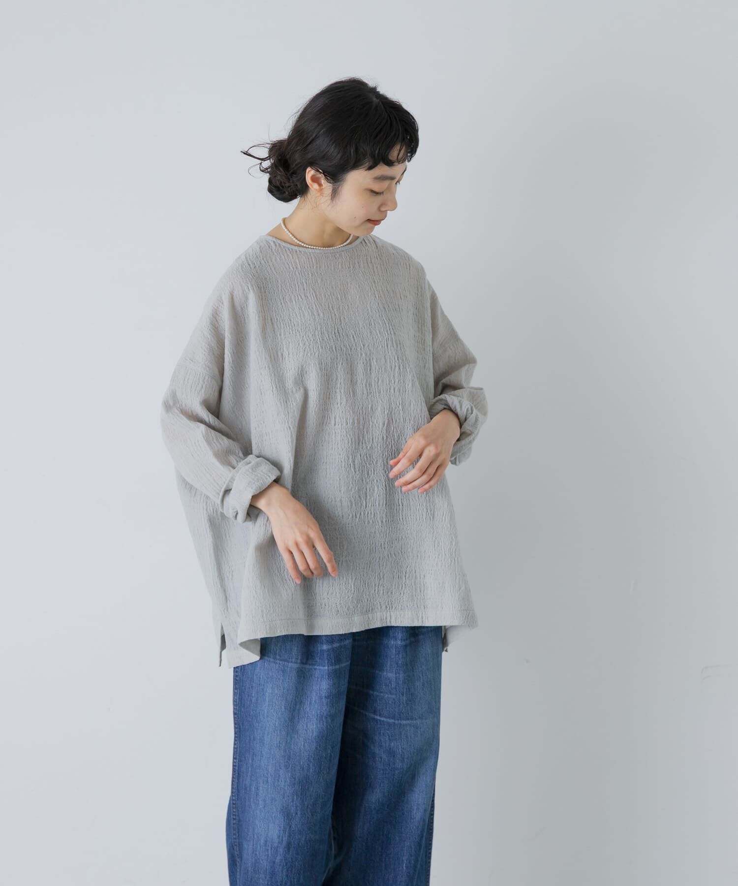 かぐれ「ウールコットンワイドプルオーバー」|シャツ・ブラウス|