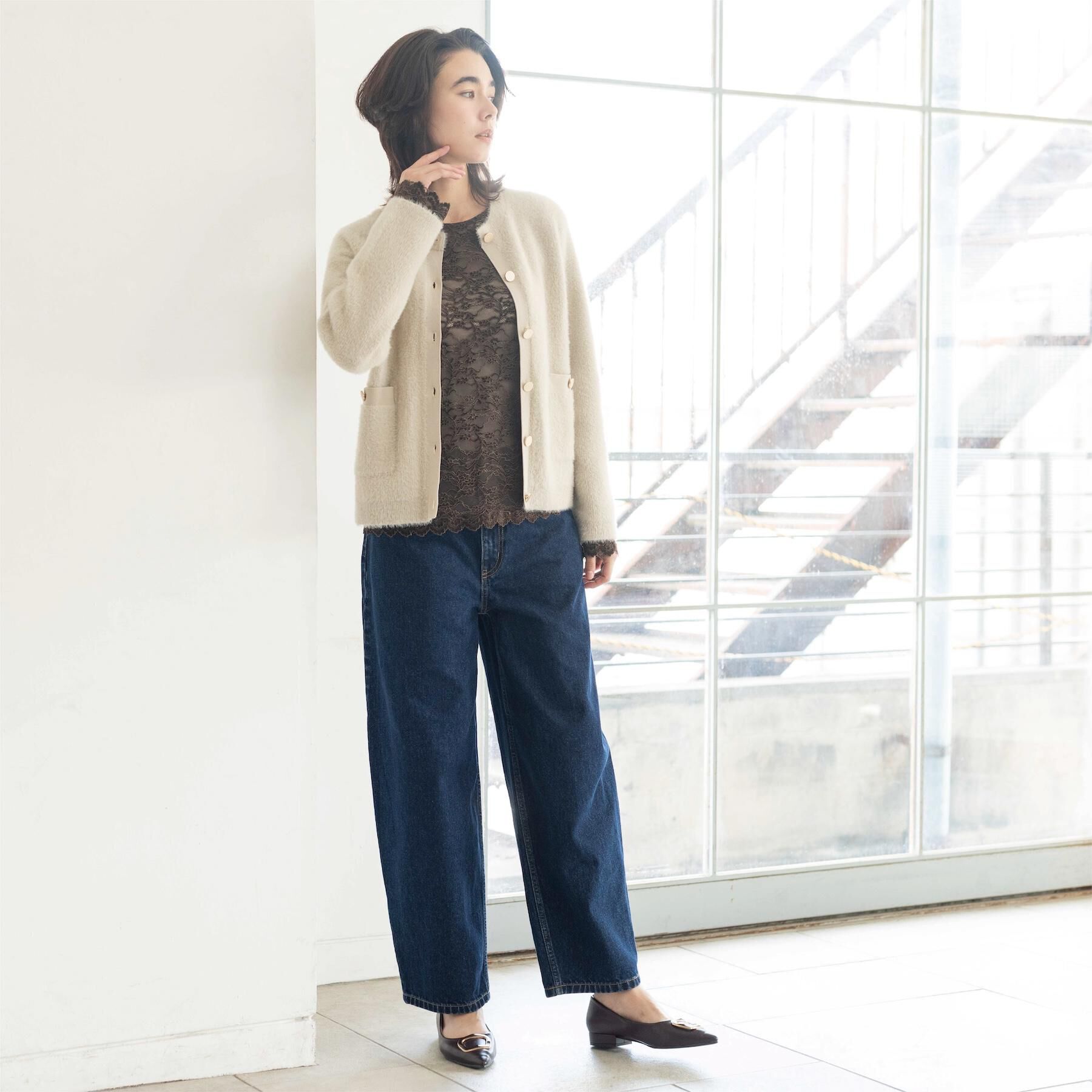 OPAQUE.CLIP「フェザーヤーンニットカーディガン【洗濯機OK】」|カーディガン|