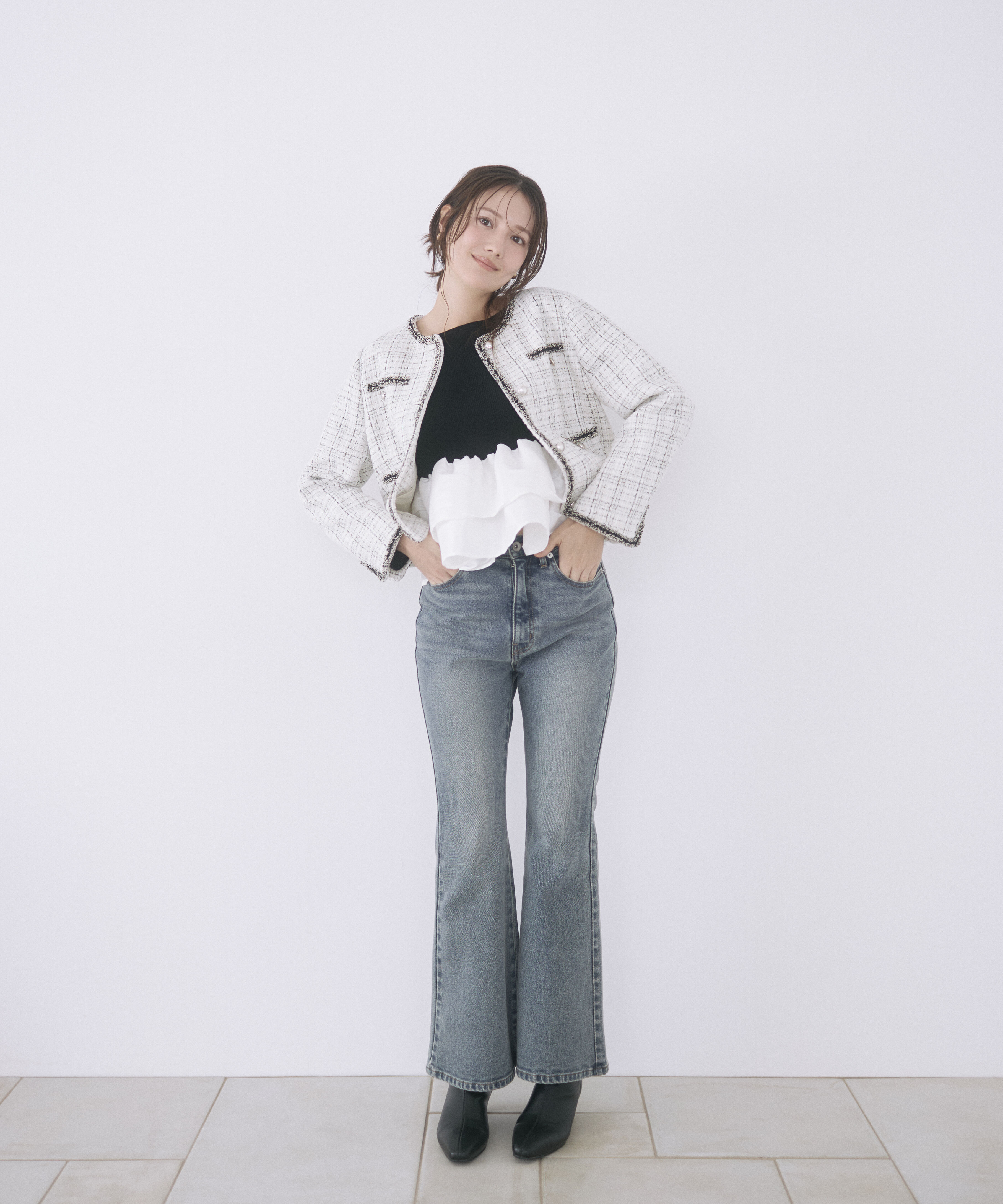  「＜a/mie＞フレアーデニムパンツ 26AW」|その他|ブルー