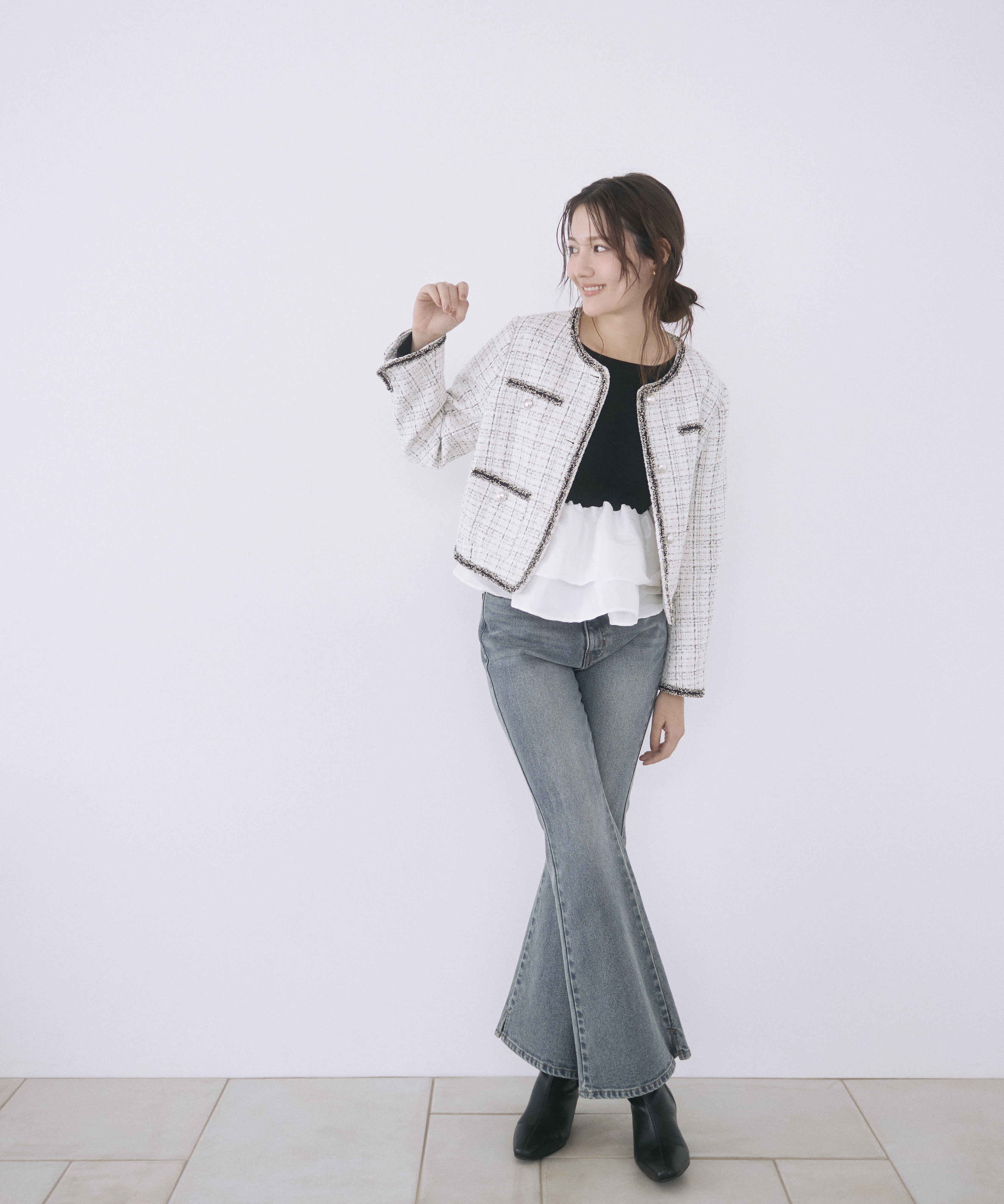  「＜a/mie＞フレアーデニムパンツ 26AW」|その他|