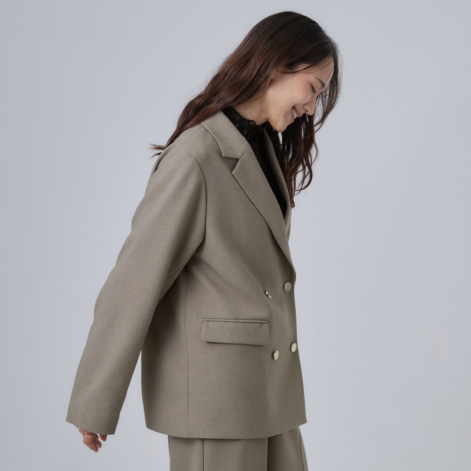 SHOO･LA･RUE「【セットアップ可/洗濯後しわになりにくい】ウールフィール ダブルジャケット」|テーラードジャケット|