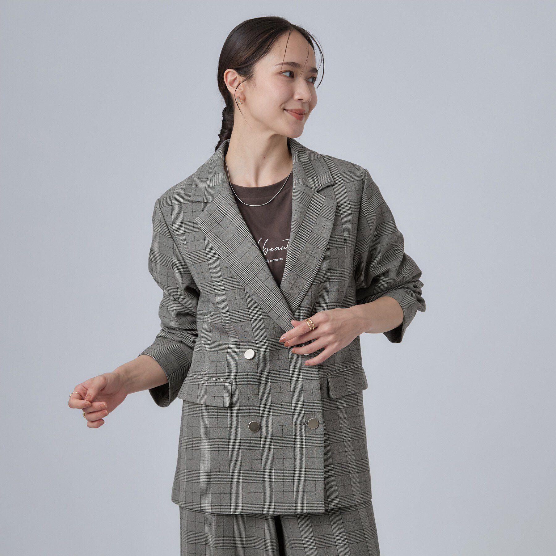 SHOO･LA･RUE「【セットアップ可/洗濯後しわになりにくい】ウールフィール ダブルジャケット」|テーラードジャケット|