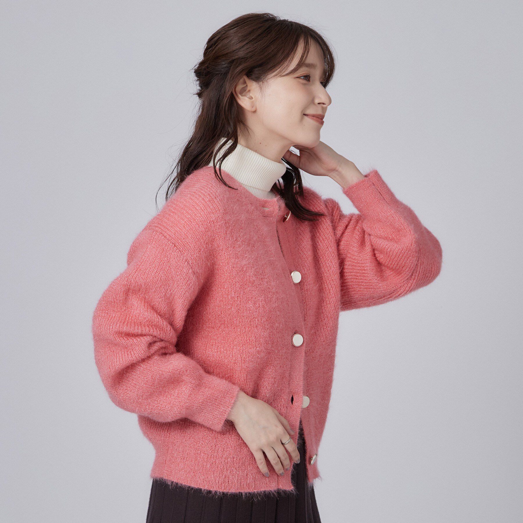 SHOO･LA･RUE「【S-LL】ゆるもこ シャギーニットカーディガン」|カーディガン|