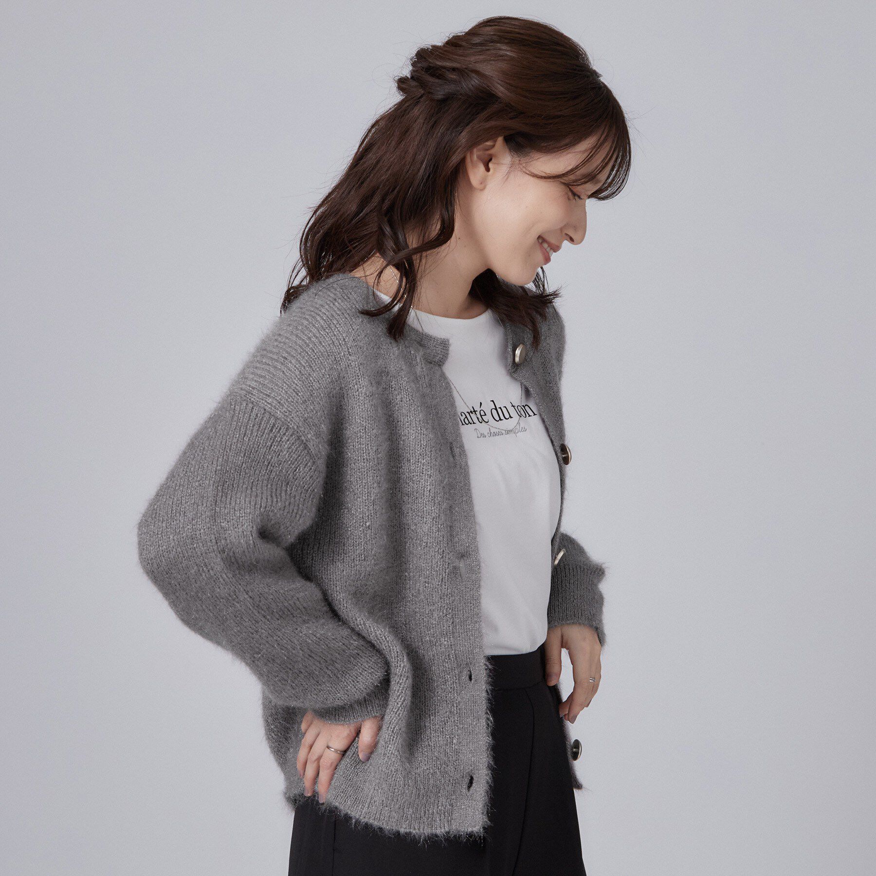 SHOO･LA･RUE「【S-LL】ゆるもこ シャギーニットカーディガン」|カーディガン|