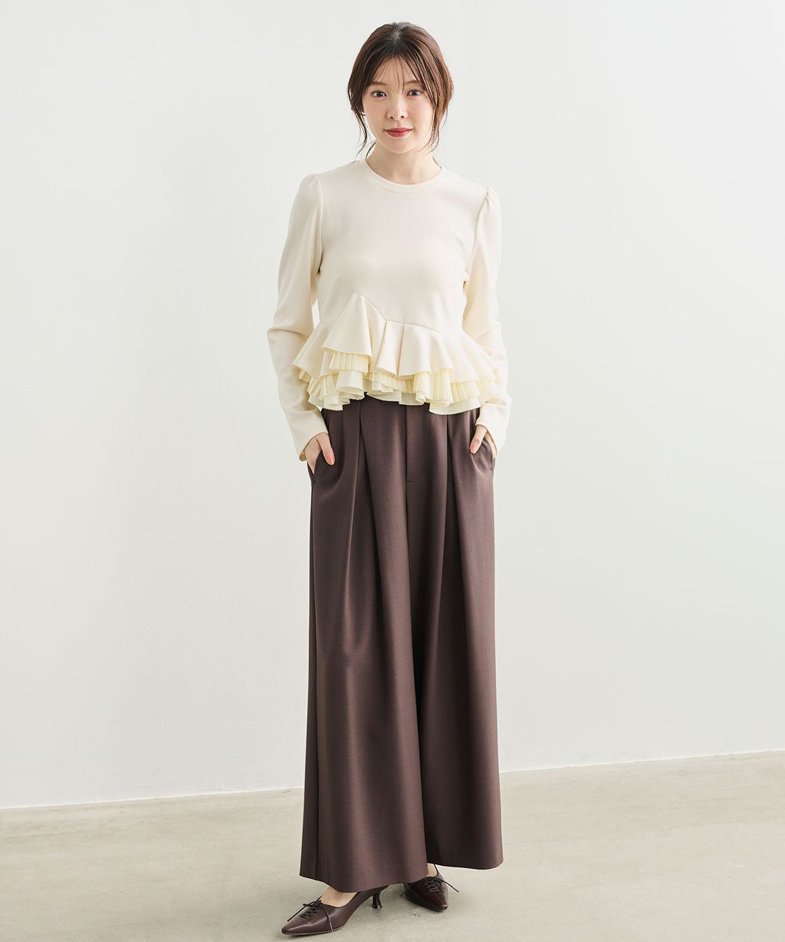 COCO DEAL「クロスタックワイドパンツ」|スラックス|
