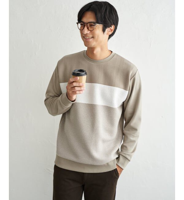 ikka「ブロックス フクレジャカードクルーネックプルオーバー」|パーカー|