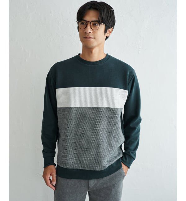 ikka「ブロックス フクレジャカードクルーネックプルオーバー」|パーカー|