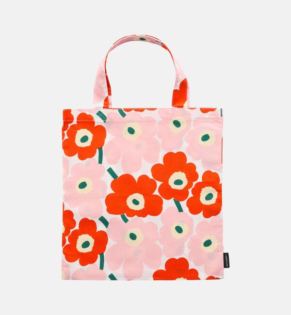 Marimekko「【アジア限定】Mini Unikko トートバッグ 33&times;32cm」|トートバッグ|ｵﾚﾝｼﾞ&times;ﾗｲﾄﾋﾟﾝｸ