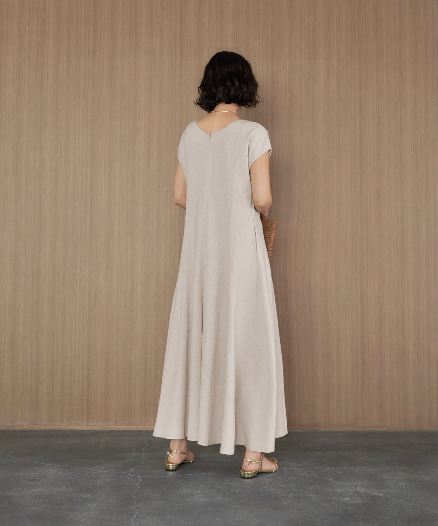 STYLE DELI「綿麻Vネックフレアラインワンピース」|ワンピース|