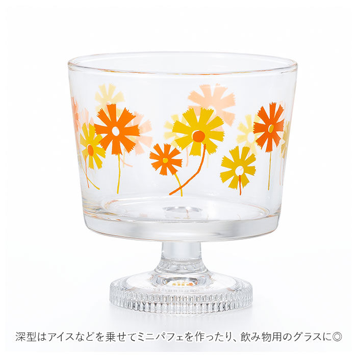 BACKYARD FAMILY「アデリアレトロ デザートカップ 通販 グラス デザート皿 ガラス アイスクリーム 花柄 日本製」|食器・キッチングッズ|