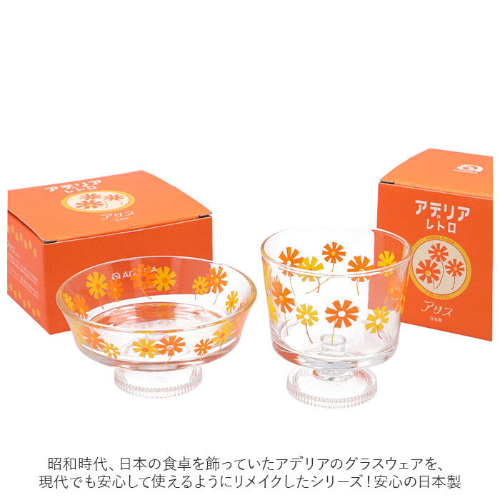 BACKYARD FAMILY「アデリアレトロ デザートカップ 通販 グラス デザート皿 ガラス アイスクリーム 花柄 日本製」|食器・キッチングッズ|