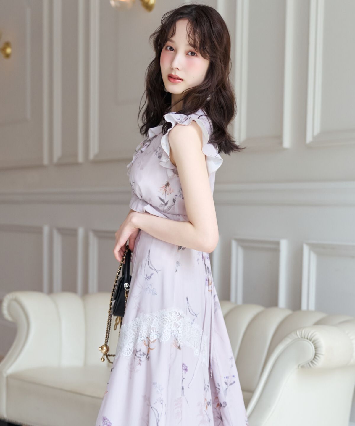WILLSELECTION「フローラルプリントアイラッシュレースワンピース」|ワンピース|