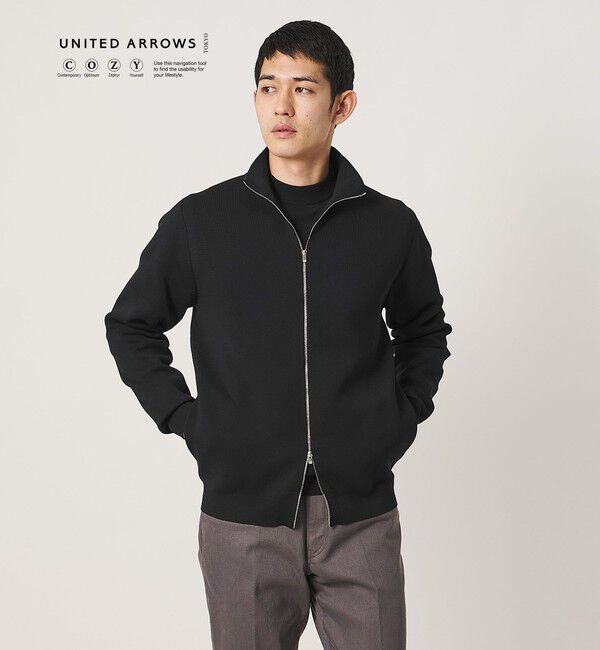 UNITED ARROWS「ポリエステル ドライバーズニット UA COZY ウォッシャブル」|カーディガン|BLACK