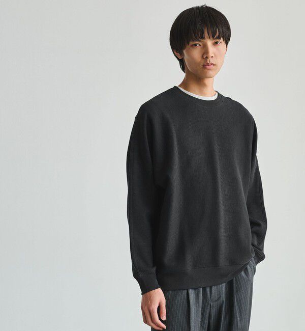 UNITED ARROWS green label relaxing「スラブ リブ クルーネック ドルマンスリーブ 長袖 カットソー」|Tシャツ・カットソー|BLACK