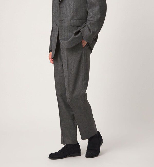 UNITED ARROWS green label relaxing「A+ TWPU ヘリンボーン リラックス イージー 1プリーツ セットアップ パンツ スラックス -ストレッチ-」|スラックス|DK.GRAY