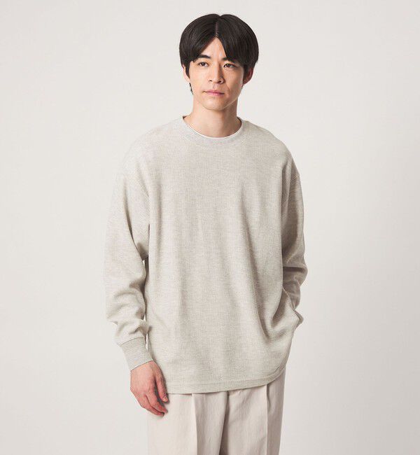 UNITED ARROWS green label relaxing「ワッフル クルーネック 長袖 Tシャツ カットソー」|Tシャツ・カットソー|MD.GRAY