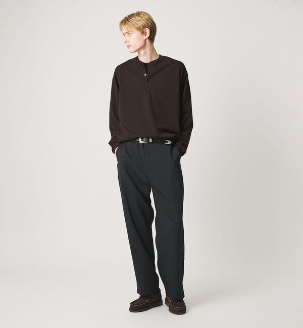 BEAUTY&YOUTH UNITED ARROWS「KNITEE フェザー コットン ヘンリーネック ニット Tシャツ ウォッシャブル」|ニット・セーター|