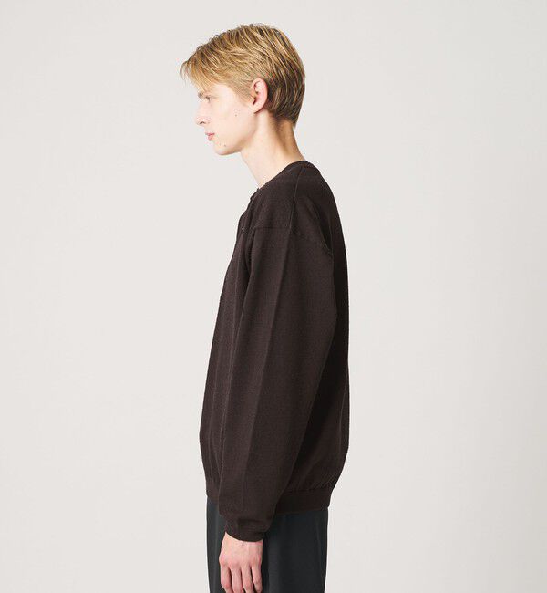 BEAUTY&YOUTH UNITED ARROWS「KNITEE フェザー コットン ヘンリーネック ニット Tシャツ ウォッシャブル」|ニット・セーター|