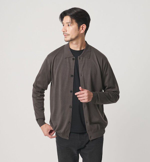 BEAUTY&YOUTH UNITED ARROWS「【WEB限定 WARDROBE SMART】マシーンウォッシャブル ウールミックス ポロカラーニット ジャケット」|カーディガン|
