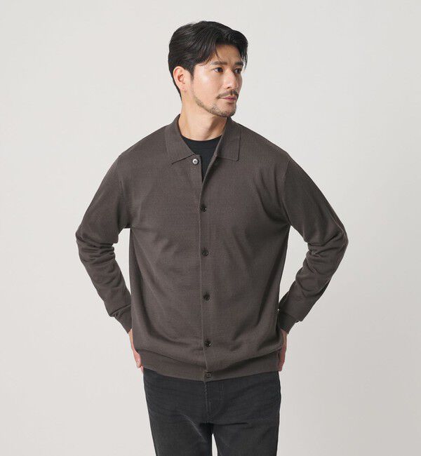 BEAUTY&YOUTH UNITED ARROWS「【WEB限定 WARDROBE SMART】マシーンウォッシャブル ウールミックス ポロカラーニット ジャケット」|カーディガン|