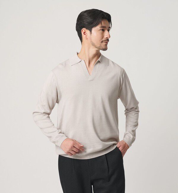 BEAUTY&YOUTH UNITED ARROWS「【WEB限定 WARDROBE SMART】マシーンウォッシャブル ウールミックス スキッパー ニット」|ニット・セーター|NATURAL