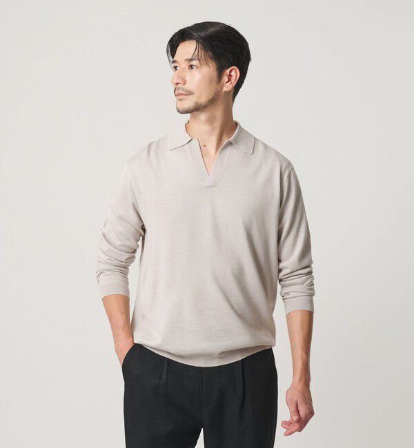 BEAUTY&YOUTH UNITED ARROWS「【WEB限定 WARDROBE SMART】マシーンウォッシャブル ウールミックス スキッパー ニット」|ニット・セーター|