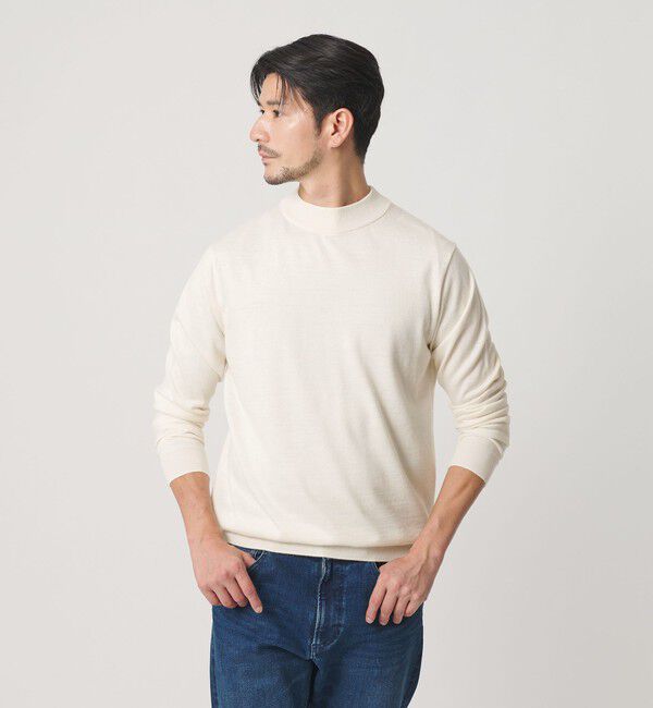 BEAUTY&YOUTH UNITED ARROWS「【WEB限定 WARDROBE SMART】マシーンウォッシャブル ウールミックス ジャケット クルーネック ニット」|ニット・セーター|WHITE