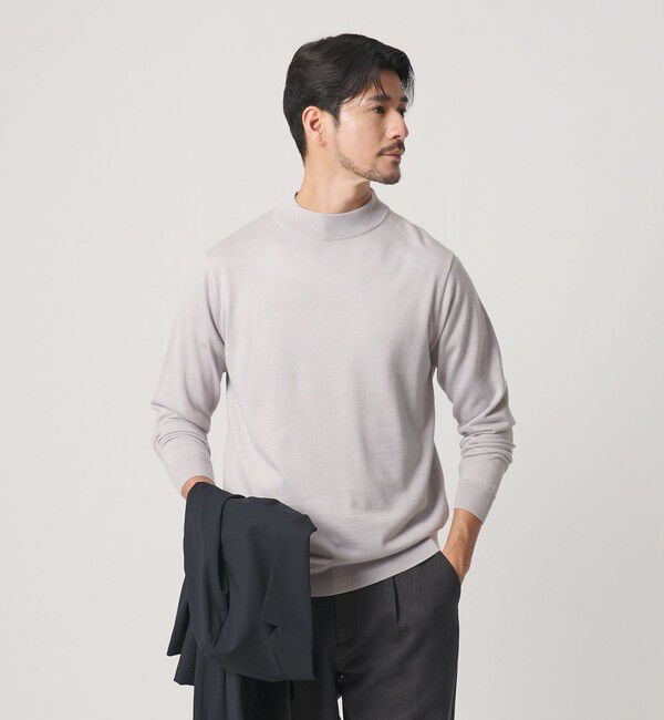 BEAUTY&YOUTH UNITED ARROWS「【WEB限定 WARDROBE SMART】マシーンウォッシャブル ウールミックス ジャケット クルーネック ニット」|ニット・セーター|LT.GRAY