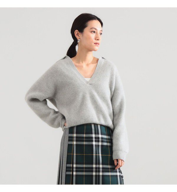Demi-Luxe BEAMS 「【別注】BATONER &times; Demi-Luxe BEAMS / カシミヤフォックス スキッパー ニット」|ニット・セーター|