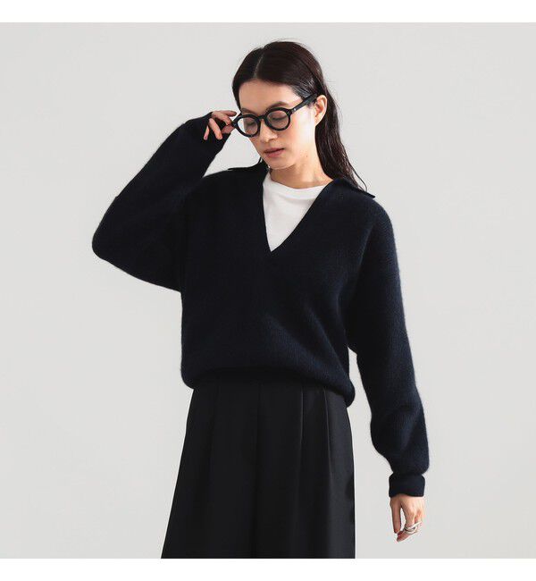 Demi-Luxe BEAMS 「【別注】BATONER &times; Demi-Luxe BEAMS / カシミヤフォックス スキッパー ニット」|ニット・セーター|