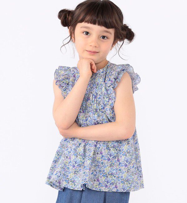 SHIPS KIDS「SHIPS KIDS:100～130cm / リバティ フリル ブラウス」|シャツ・ブラウス|