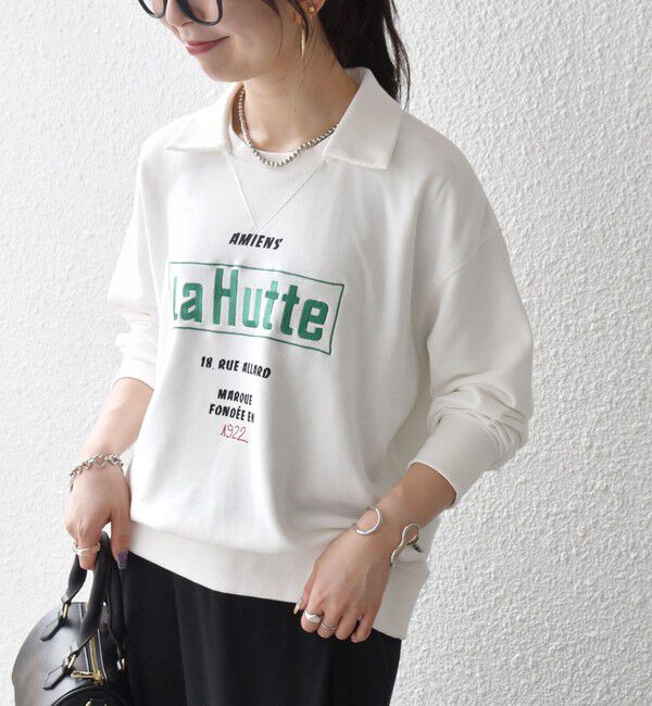 SHIPS any「【SHIPS any別注】La Hutte:〈洗濯機可能〉襟付き ロゴ プリント スウェット」|スウェット・ジャージ|