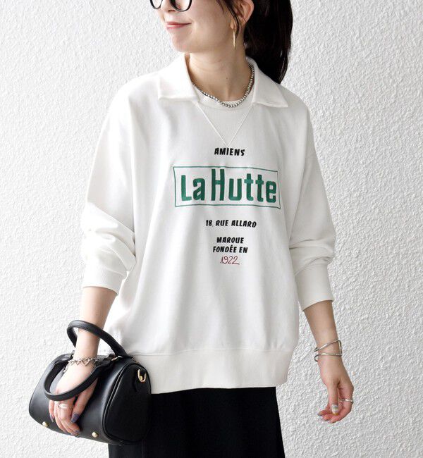 SHIPS any「【SHIPS any別注】La Hutte:〈洗濯機可能〉襟付き ロゴ プリント スウェット」|スウェット・ジャージ|