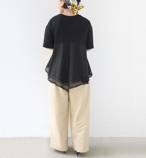 SHIPS for women「〈手洗い可能〉DEPEND ポンチ トリム レース ドッキング プルオーバー」|Tシャツ・カットソー|