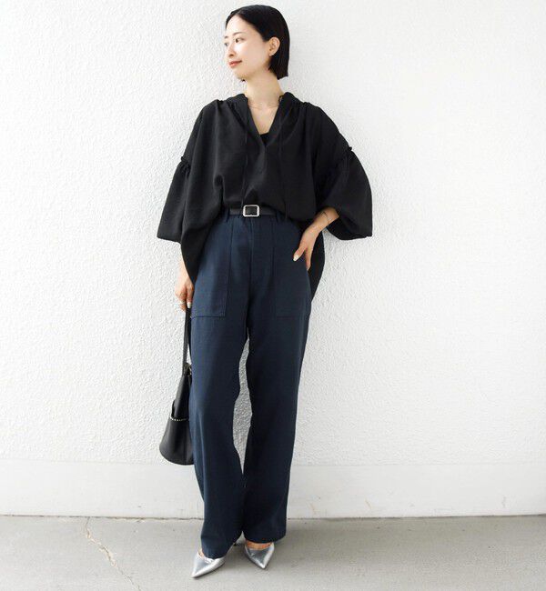 SHIPS for women「〈手洗い可能〉シアー タンブラー 袖 フリル スキッパー ブラウス」|シャツ・ブラウス|