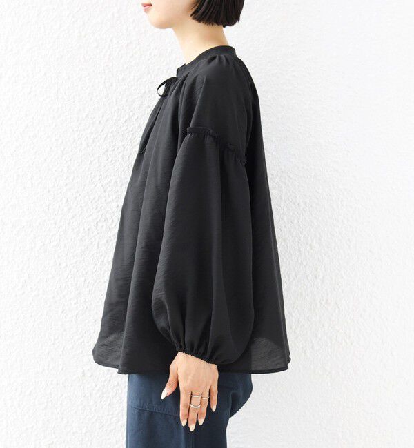 SHIPS for women「〈手洗い可能〉シアー タンブラー 袖 フリル スキッパー ブラウス」|シャツ・ブラウス|