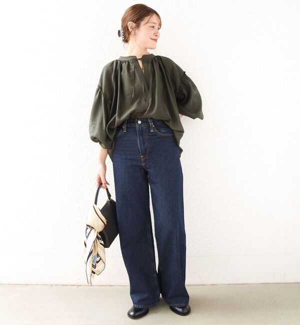 SHIPS for women「〈手洗い可能〉シアー タンブラー 袖 フリル スキッパー ブラウス」|シャツ・ブラウス|