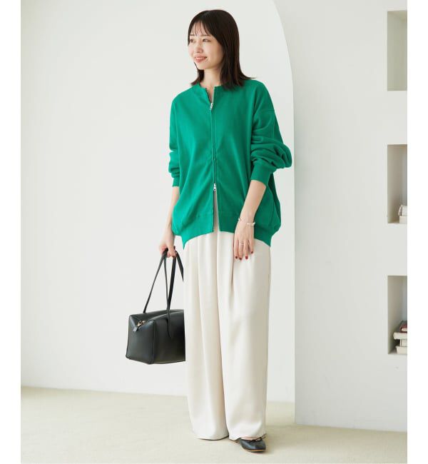 SLOBE IENA「《WEB限定/追加》ダブルZIP クルーネックカーディガン」|カーディガン|