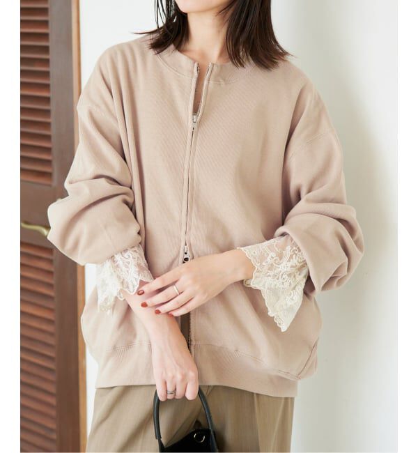 SLOBE IENA「《WEB限定/追加》ダブルZIP クルーネックカーディガン」|カーディガン|ベージュ