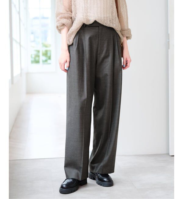 U by SPICK&SPAN「ツイルストレッチタックパンツ」|スラックス|グレー