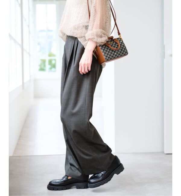 U by SPICK&SPAN「ツイルストレッチタックパンツ」|スラックス|