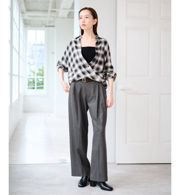 U by SPICK&SPAN「ツイルストレッチタックパンツ」|スラックス|